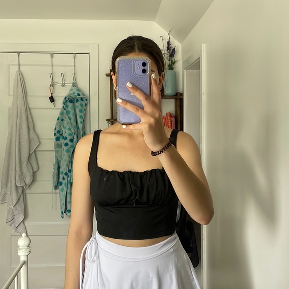 Black ruched tank top - Picture 1 of 3